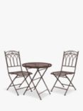 Gallery Direct Aventino Folding Metal Garden Bistro Table & Chairs Set, Brown