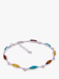 Be-Jewelled Turquoise & Amber Marquise Chain Bracelet, Silver /Multi