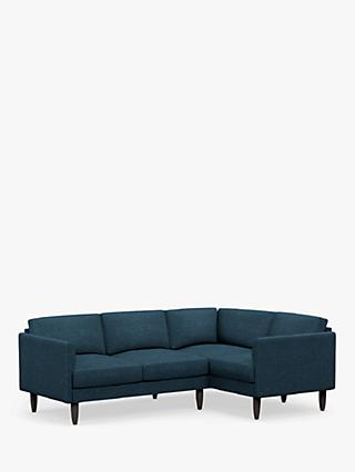 Rise Range, Hutch Rise Curve Arm 4 Seater Corner Sofa, Dark Leg, Textured Weave Aegean