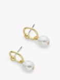 John Lewis Circle Faux Pearl Drop Earrings, Gold/White