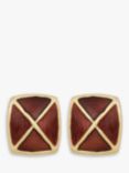 Eclectica Vintage 18ct Gold Plated Enamel Square Clip-On Earrings, Dated Circa 1980s