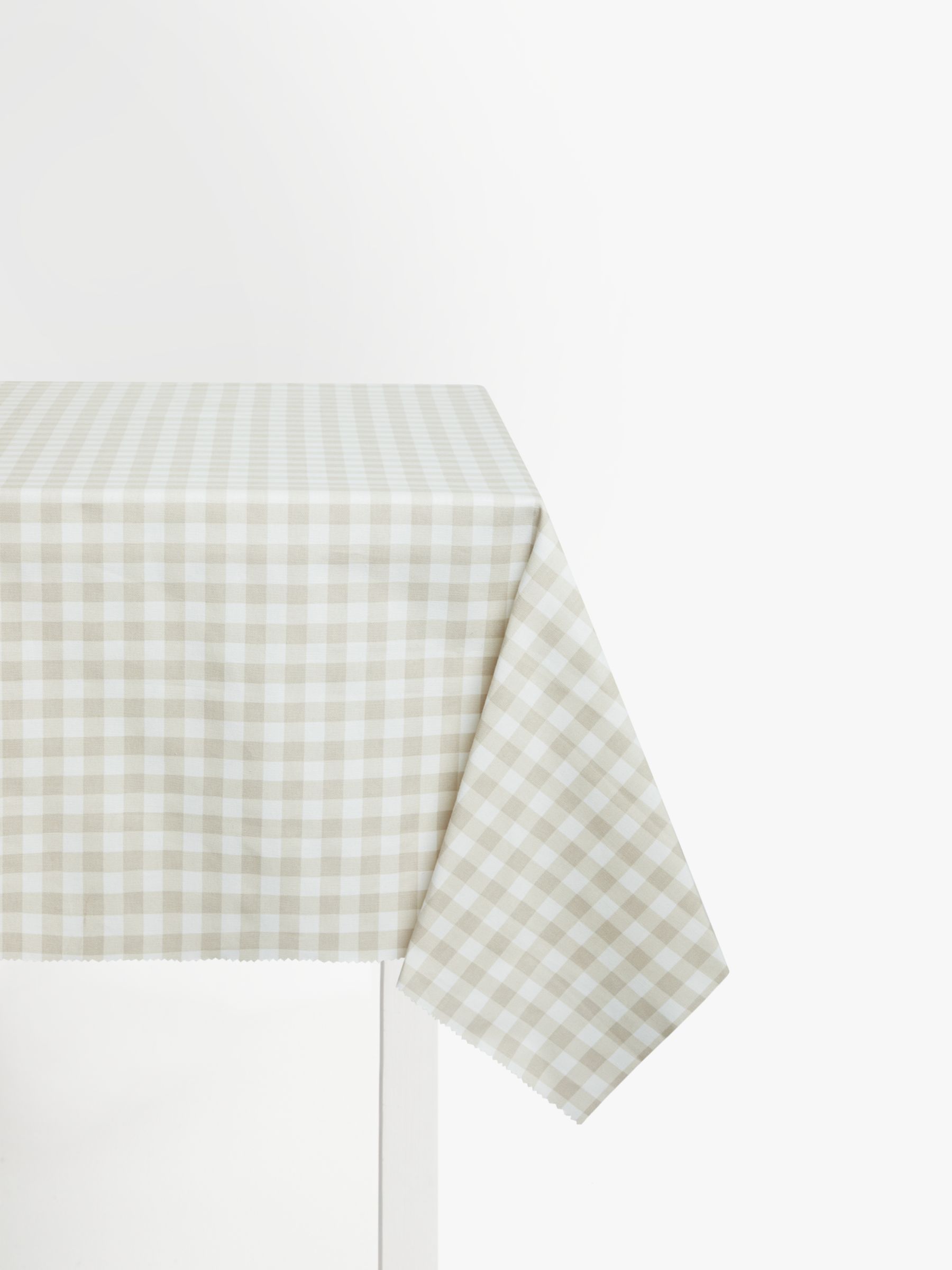 John Lewis ANYDAY Gingham PVC Tablecloth Fabric, Greige
