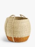 John Lewis Slouchy Seagrass Round Storage Basket, Natural/Terracotta