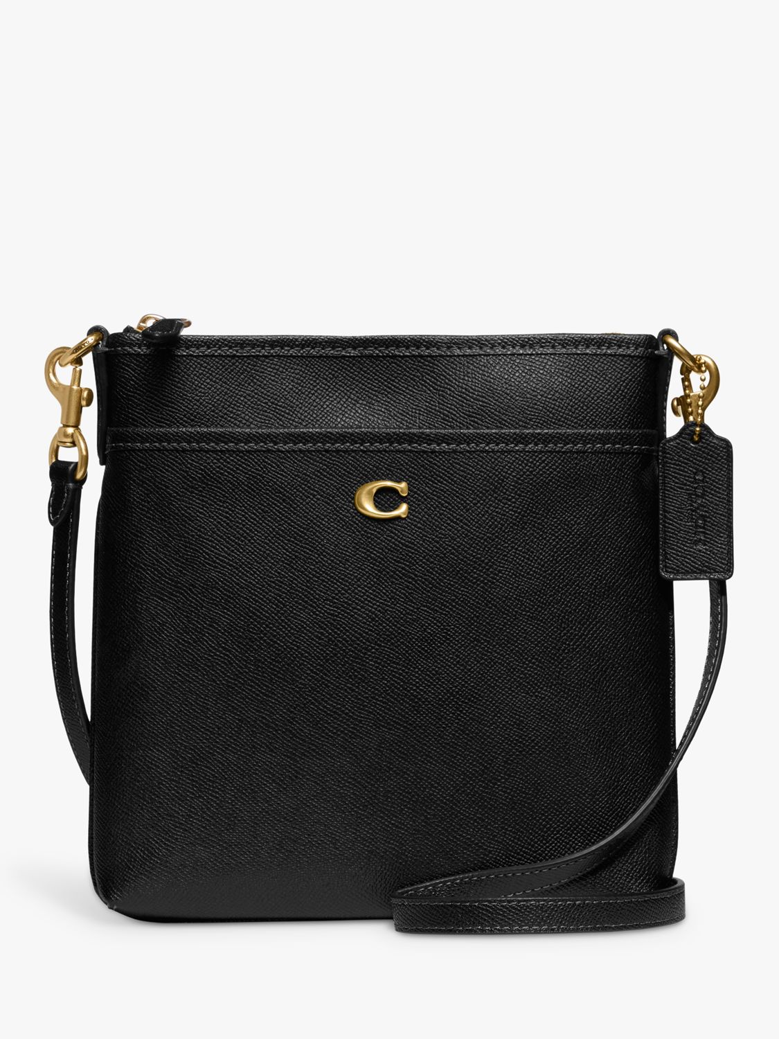 Coach Cary Leather Cross Body Bag, Black/Gold at John Lewis & Partners