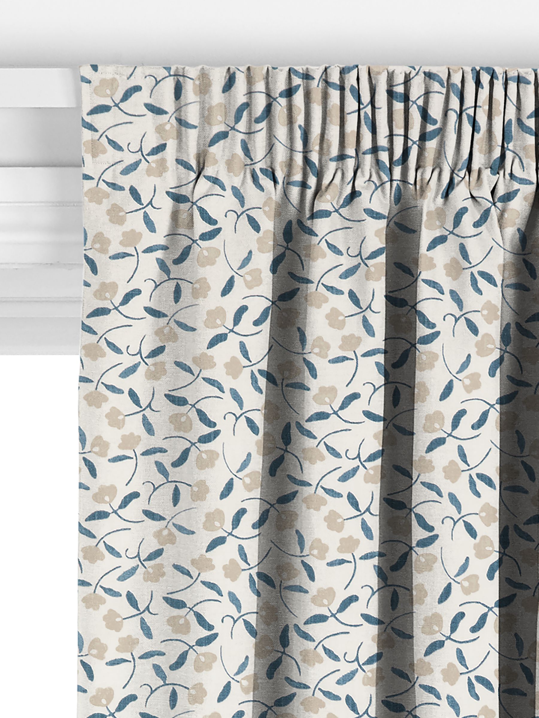 John Lewis Scallop Floral Made to Measure Curtains, Putty
