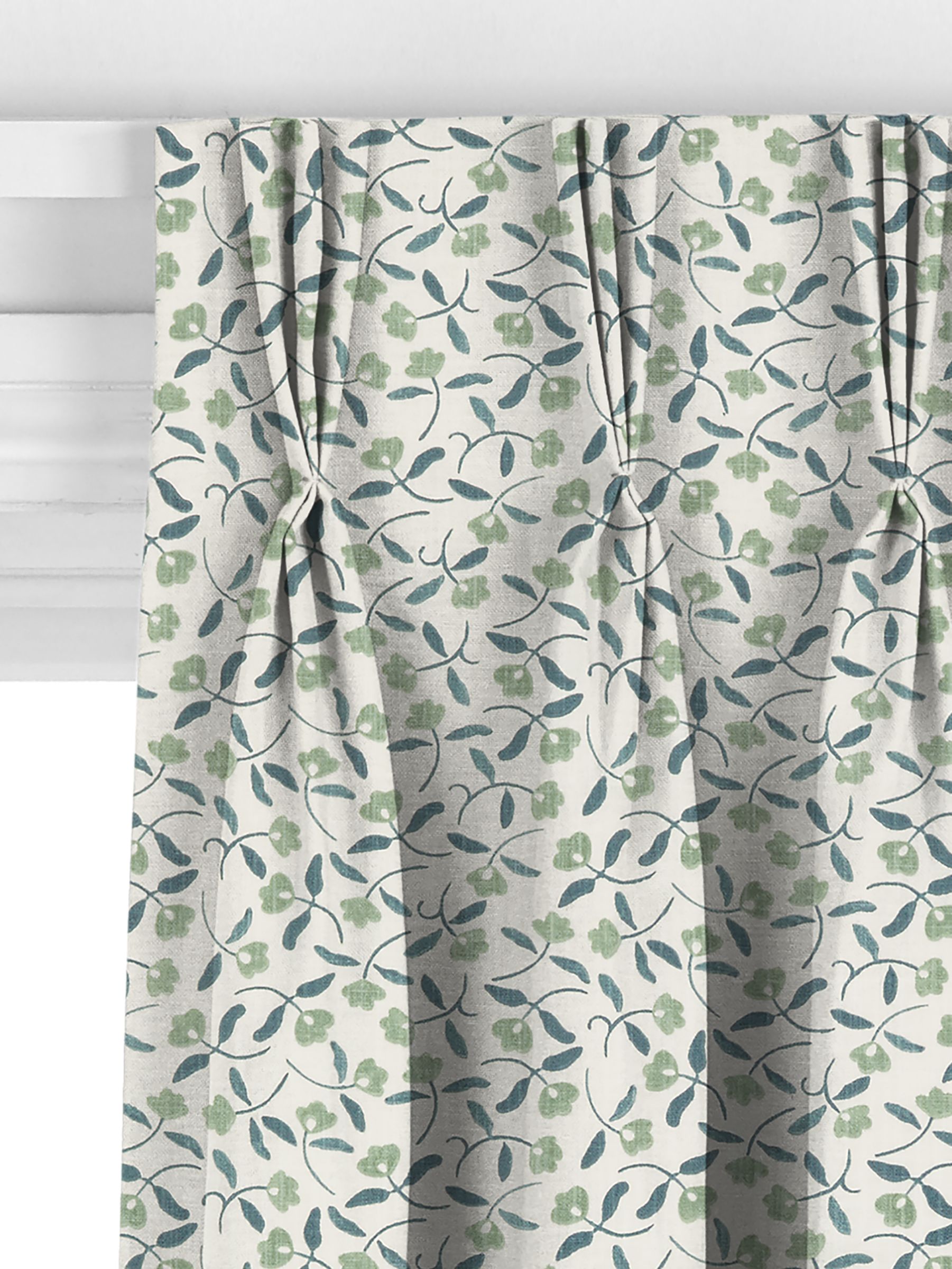 John Lewis Scallop Floral Made to Measure Curtains, Linden