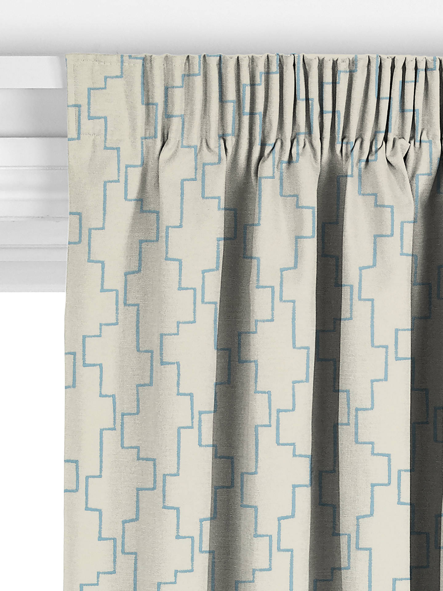 John Lewis Steps Embroidered Made to Measure Curtains, Sky Blue