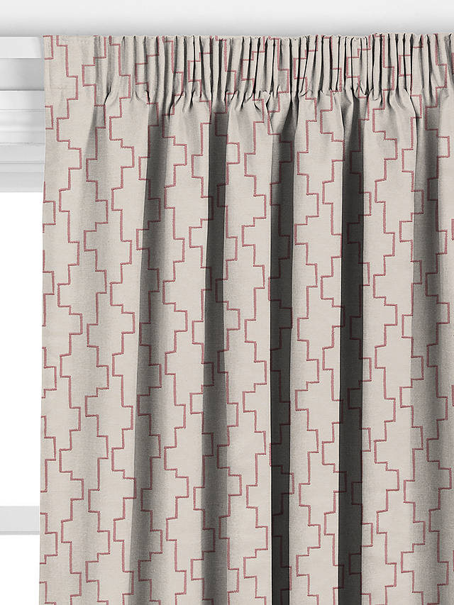 John Lewis Steps Embroidered Made to Measure Curtains, Rosa Pink