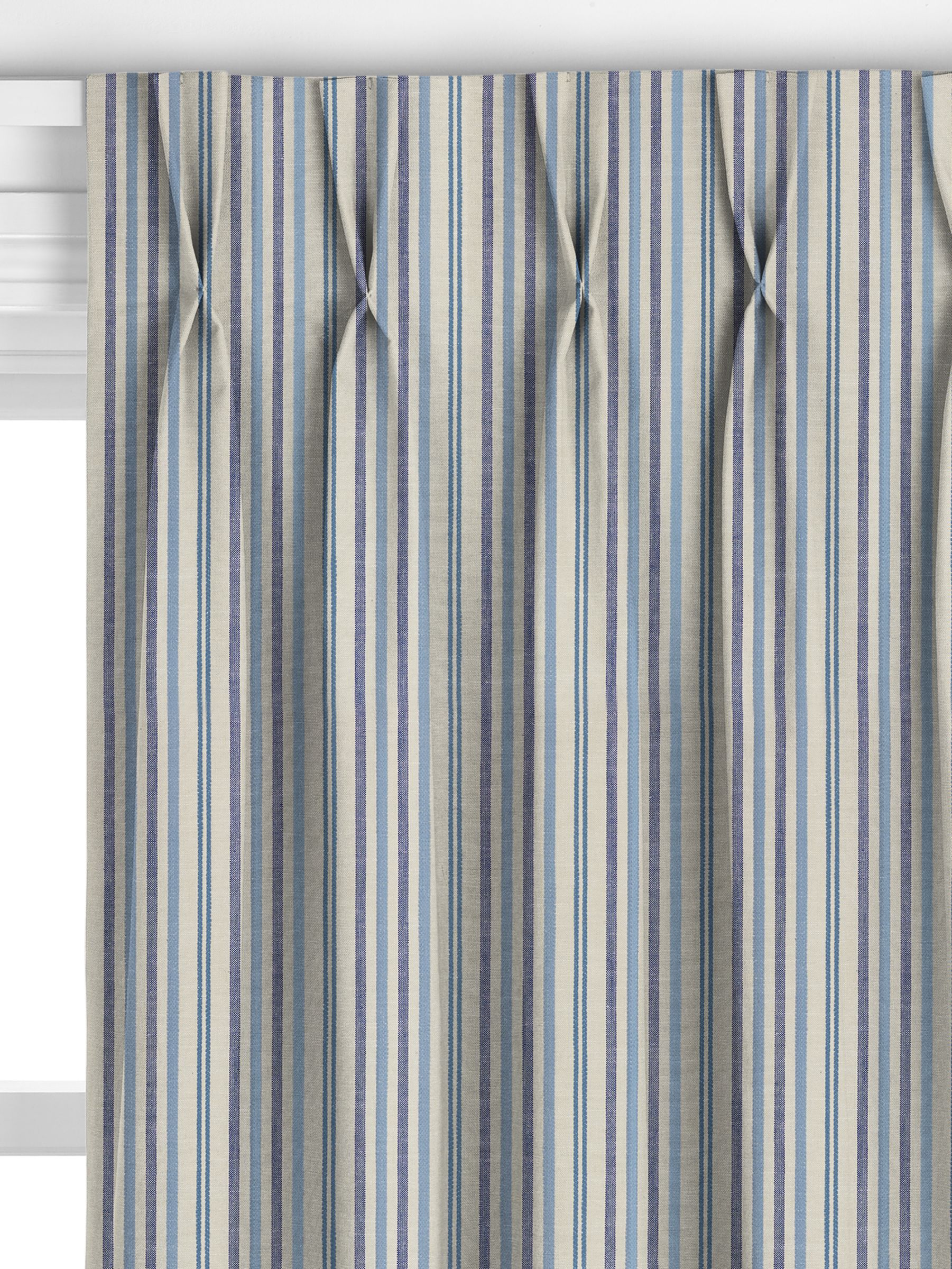 John Lewis Ottoman Stripe Made to Measure Curtains, Blue