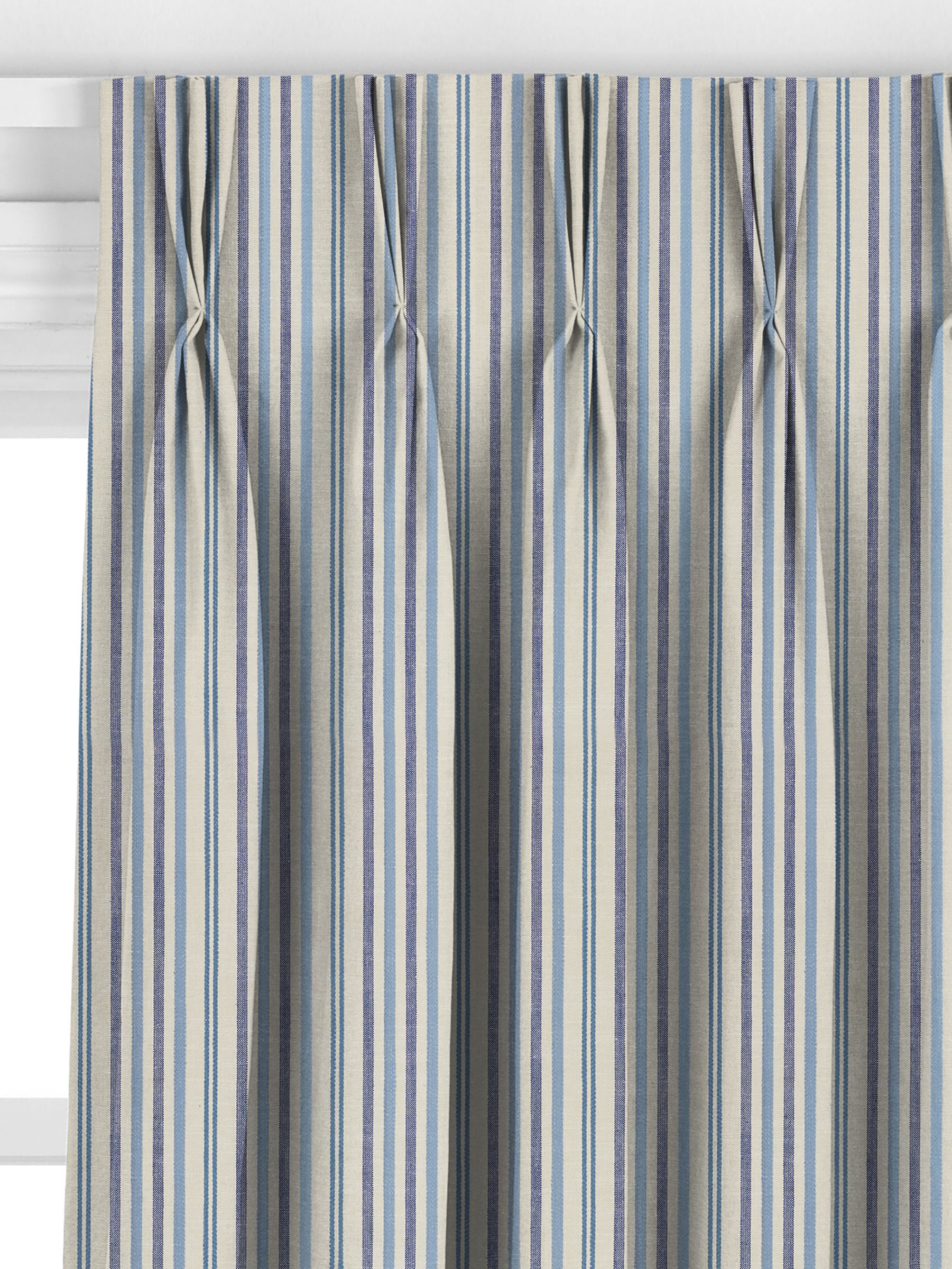 John Lewis Ottoman Stripe Made to Measure Curtains, Blue