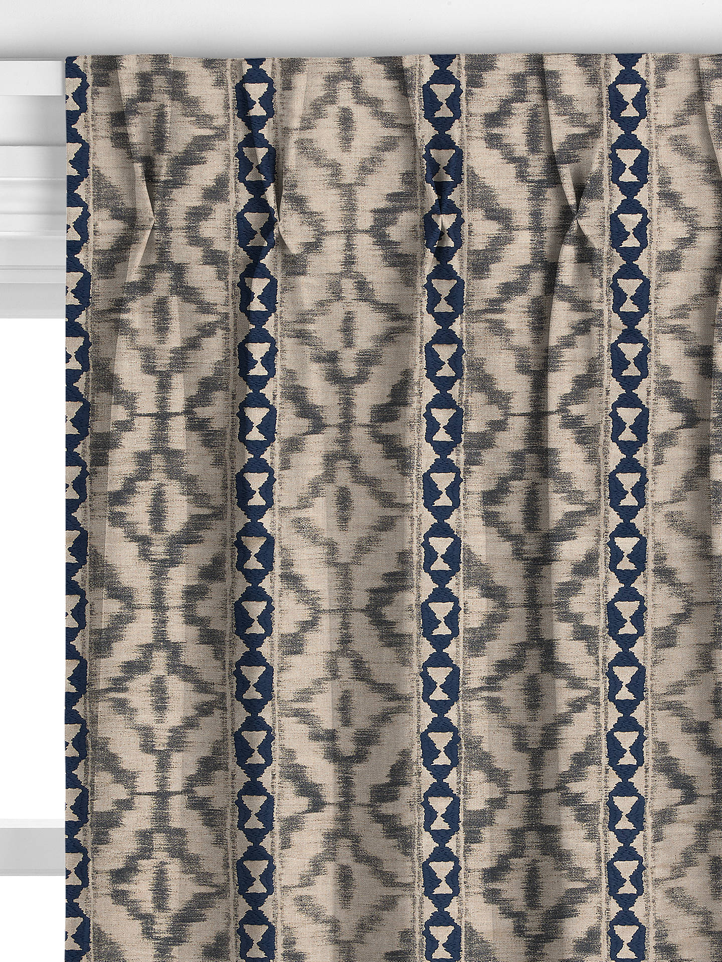 John Lewis Ikat Embroidery Linen Blend Made to Measure Curtains, Navy