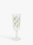 John Lewis Flower Sprigs Glass Champagne Flute, 230ml, Green/Clear