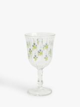 John Lewis Flower Sprigs Wine Glass, 250ml, Green/Clear
