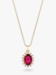 Eclectica Vintage 18ct Gold Plated Swarovski Crystal Radial Pendant Necklace, Gold/Ruby