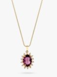 Eclectica Vintage 18ct Gold Plated Swarovski Crystal Radial Pendant Necklace, Gold/Amethyst