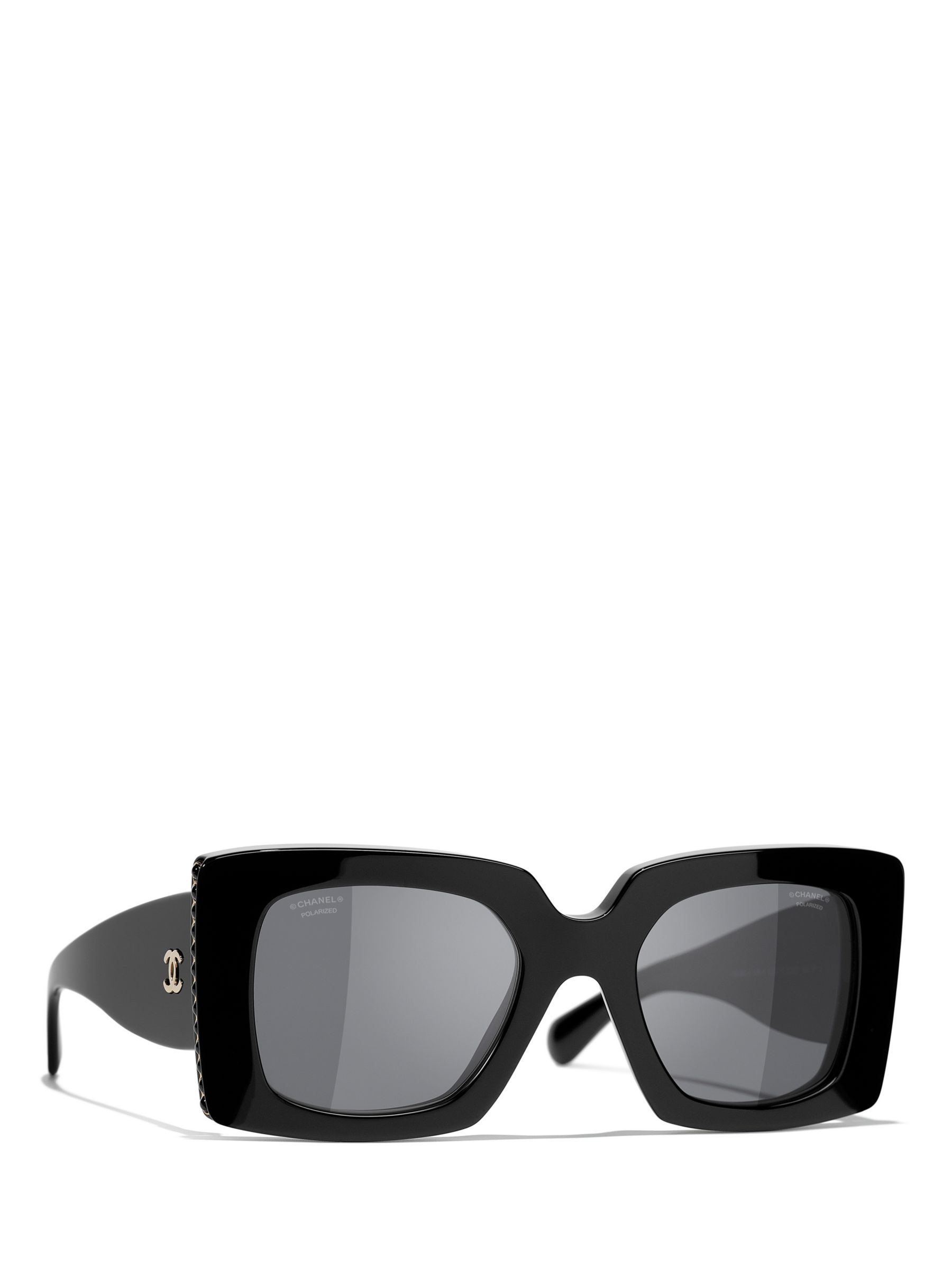 CHANEL Rectangular Sunglasses CH5480H Black/Grey at John Lewis
