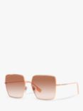 Burberry BE3133 Women's Daphne Square Sunglasses, Rose Gold/Pink Gradient