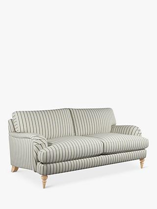 Otley Range, John Lewis Otley Large 3 Seater Sofa, Light Leg, Easy Clean Ticking Stripe Green