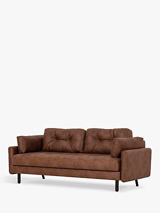 Swyft Model 04 Large 3 Seater Double Faux Leather Sofa Bed, Chestnut