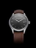 Frederique Constant FC-220DGS5B6 Men's Classic Leather Strap Watch, Brown/Black