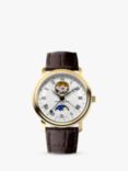 Frederique Constant FC-335MC4P5 Men's Classic Moonphase Leather Strap Watch, Brown/White