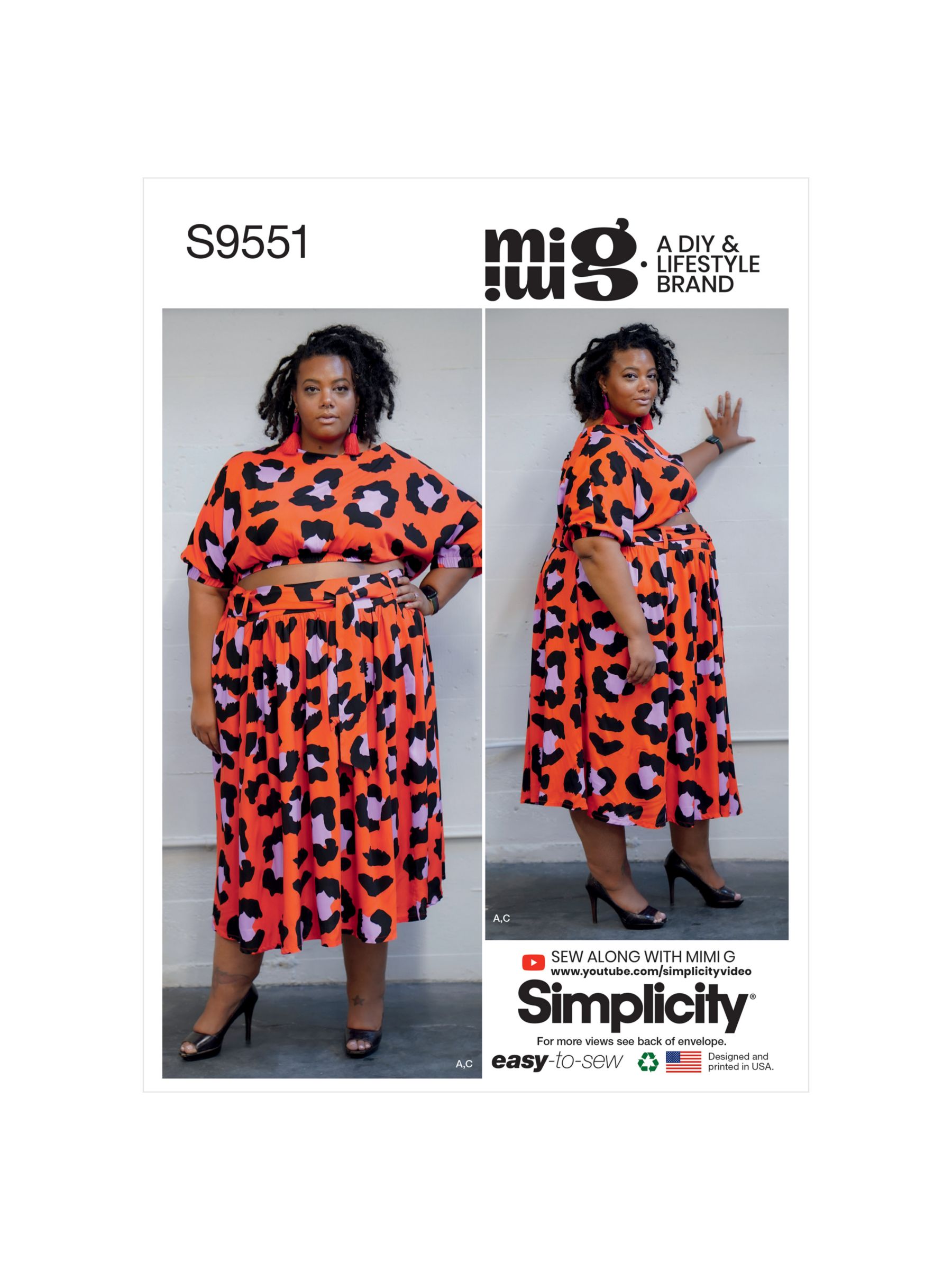 Simplicity Mimi G Women's Pullover Tops, Skirt and Shorts Sewing Pattern,  S9551, F5