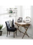 One.World St James Wool & Oak Wood Stud Detail Dining Chair, Grey