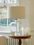 One.World Clifton Apple Glass Base Linen Shade Table Lamp, Clear