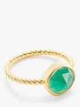 John Lewis Gemstones Rope Ring, Gold/Green Agate