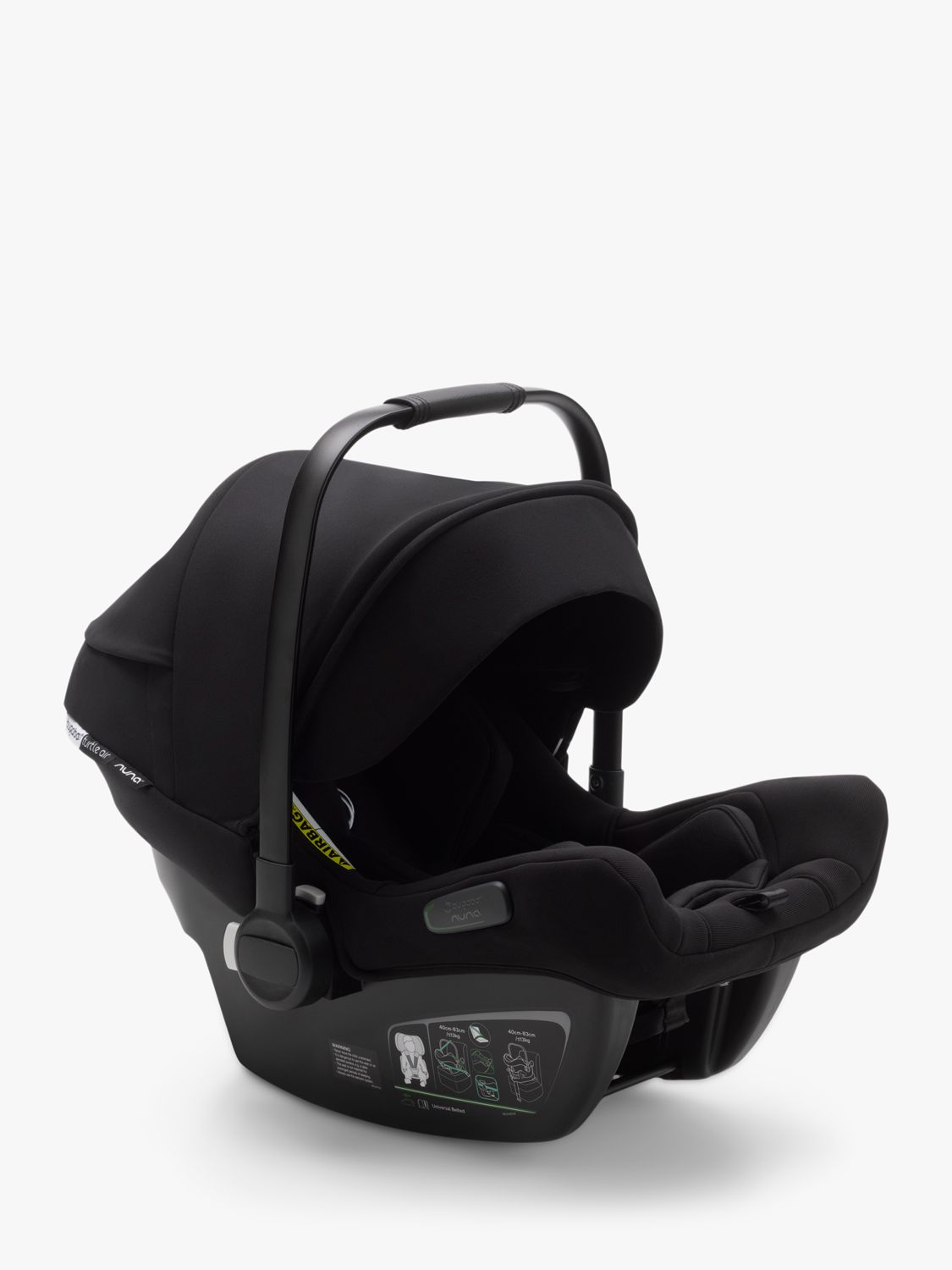 Bugaboo Dragonfly Pushchair & Carrycot, Turtle Air by Nuna Car Seat with Base & Accessories Ultimate Bundle, Midnight Black