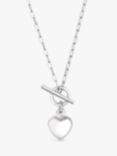 Simply Silver Puff Heart T Bar Pendant Necklace, Silver