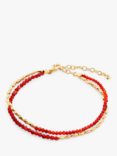 Monica Vinader Mini Nugget Gemstone Beaded Bracelet, Red Onyx/Gold