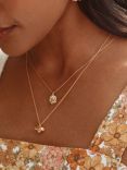 Alex Monroe Daisy & Baby Bee Pendant Necklace, Gold/Silver