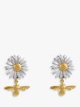 Alex Monroe Daisy & Baby Bee Drop Earrings, Gold/Silver