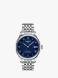 Tissot T0064071104300 Men's Le Locle Automatic Bracelet Strap Watch, Silver/Blue