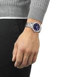 Tissot T1016101104100 Men's PR100 Sport Date Bracelet Strap Watch, Silver/Blue