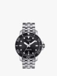 Tissot T1204071105100 Men's Seastar Powermatic 80 Date Bracelet Strap Watch, Silver/Black