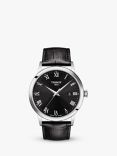 Tissot T1294101605300 Men's Classic Dream Date Leather Strap Watch, Black