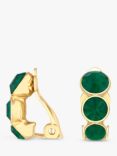 Jon Richard Graduated Round Cubic Zirconia Clip-On Earrings, Gold/Emerald