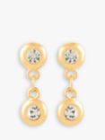 Susan Caplan Vintage Rediscovered Collection Gold Plated Double Swarovski Crystal Round Drop Earrings, Dated Circa 1990s, Gold