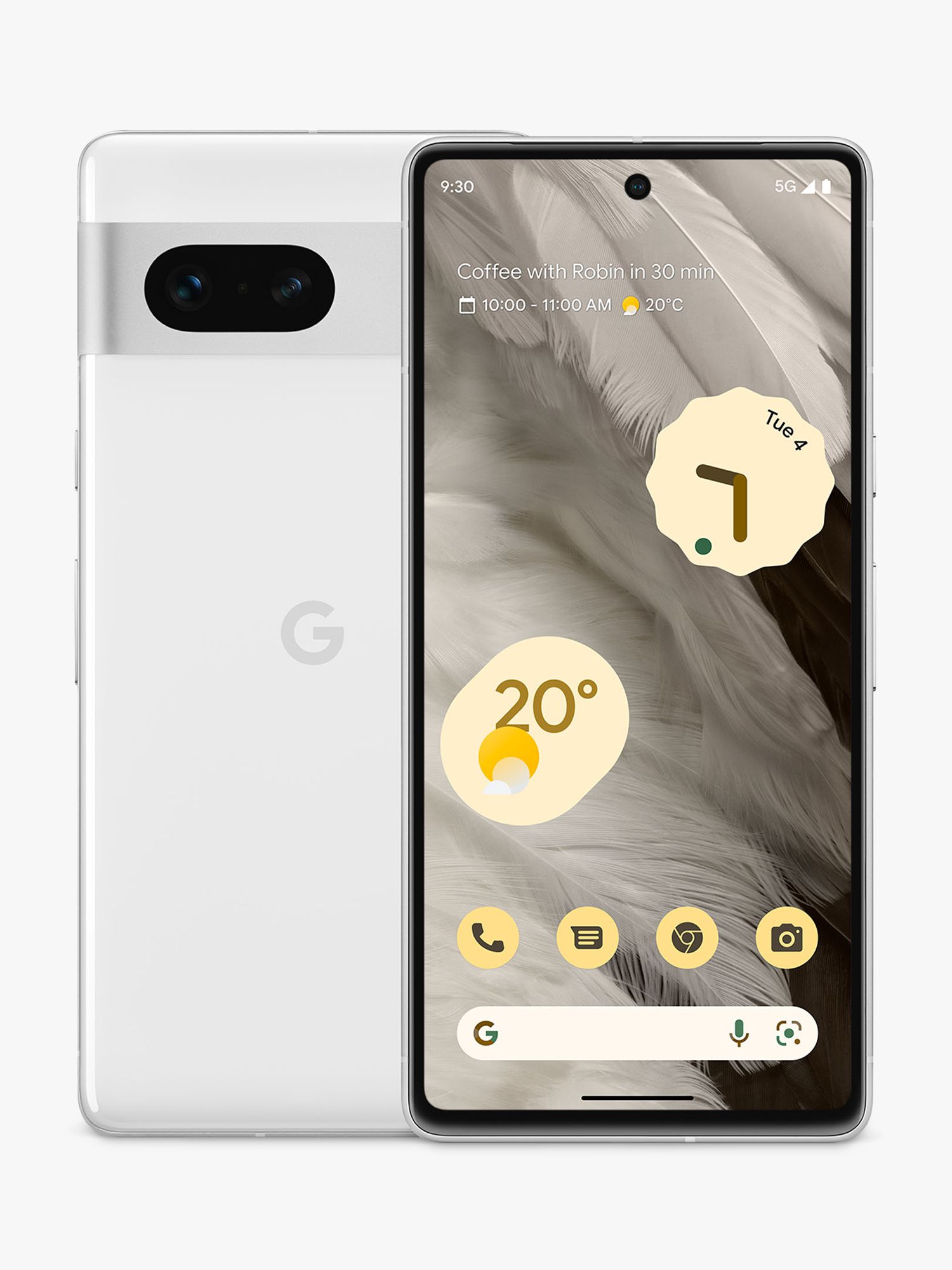 Google Pixel 7 Smartphone, Android, 6.3”, 5G, SIM Free, 256GB, Cotton White