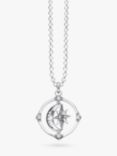 THOMAS SABO Cosmic Cubic Zirconia Star & Crescent Moon Rotating Pendant Necklace, Silver