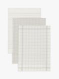 John Lewis ANYDAY Stripe & Check Tea Towels, Pack of 3, Grey