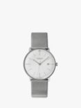 Junghans 27/4002.46 Unisex Max Bill Automatic Mesh Strap Watch, Silver/White