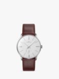 Junghans 27/3200.02 Unisex Meister Handaufzug Automatic Date Leather Strap Watch, Brown/White