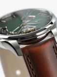 Hamilton H32675560 Men's Jazz Master Automatic Heartbeat Leather Strap Watch, Brown/Green