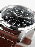 Hamilton H70455533 Men's Khaki Field Automatic Date Leather Strap Watch, Brown/Black