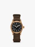 Hamilton H69459530 Men's Khaki Field Automatic Leather Strap Watch, Brown/Black