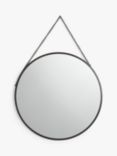 John Lewis ANYDAY Round Metal Frame Chain Hanging Mirror, 50cm, Black
