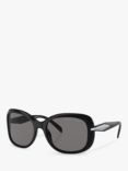 Prada PR 04ZS Women's Polarised Rectangular Sunglasses, Black/Grey